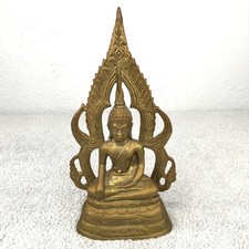 Vintage Thai Brass Naga Prok Buddha Statue Ph...