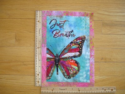 Inspirational Just Breathe..Butterfly Cotton Quilt Fabric Block