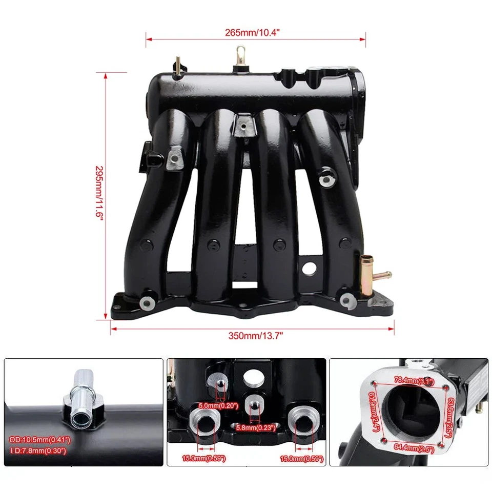 Intake Manifold &70mm Throttle Body Kit For Civic CRX DEL SOL D15 D16 D Series - Изображение 2 из 4