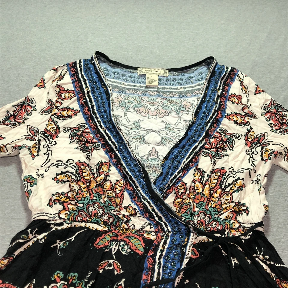 Vestido de Sol Tomate Volador Mujer L Boho Abstracto Floral Gitano Hippie Ocasión Indie Foto 4 de 4