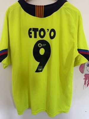 Vintage FC Barcelona Away Shirt Gelb Samuel Eto o 9 Retro Fußball Trikot L