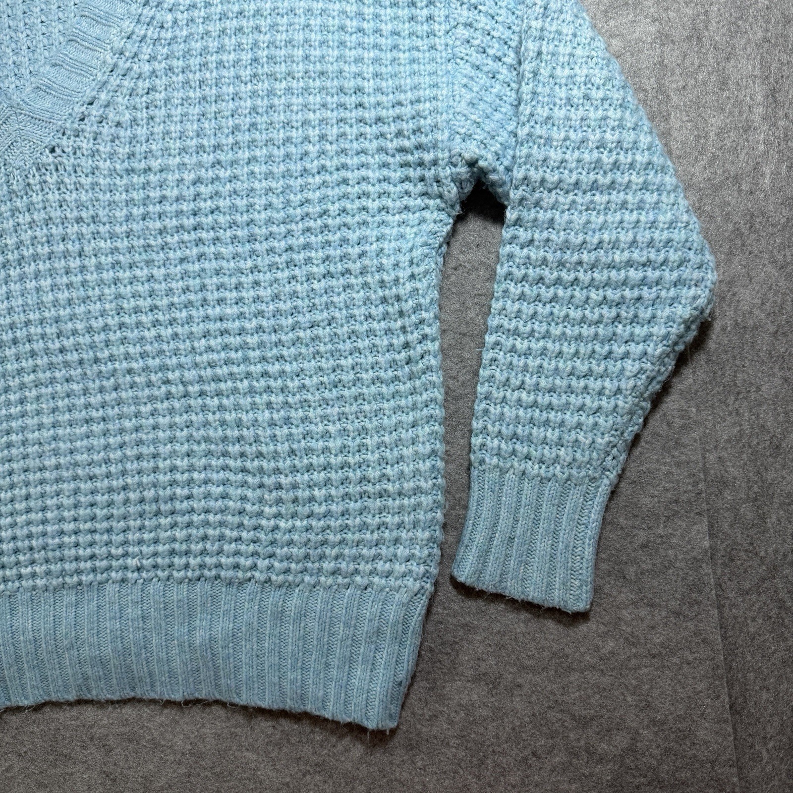 American Eagle Crochet Sweater Womens S Blue V Neck Chunky Knit Drop Shoulder thumbnail 12