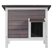 Outdoor Cat House Weatherproof, Feral Cat Shelter for Multiple Cats, Wooden, Ope