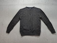 Nautica Men Sweater L Dark Gray Cable Knit Long Sleeve Pullover Overwear Thermal