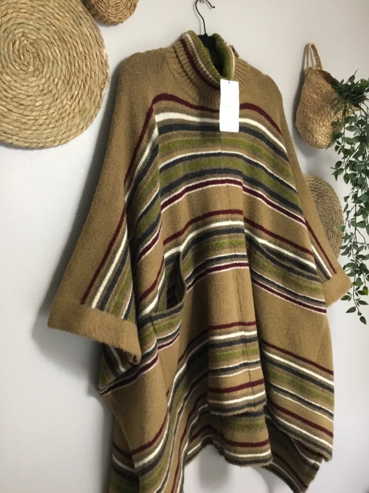 ZARA NEW KNIT WOMAN STRIPED PONCHO ONE SIZE: M Ref. 3859/025 FITS ALL - Image 4 of 4