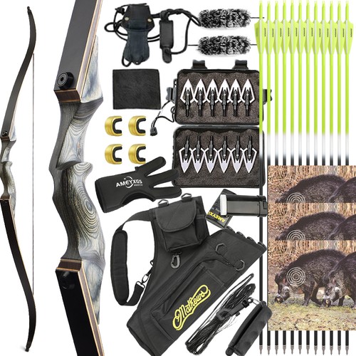 60" Recurve Bow Wooden Riser Takedown Bamboo Core Limbs 20-60lbs Archery Hunting - Picture 20 of 29
