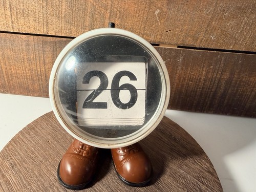 J.S.N.Y Space Age Perpetual Desk Button Flip Calendar Yellow Orb Ball on Boots
