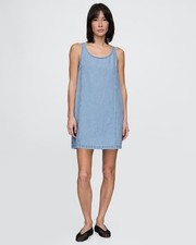 GAP Denim Cotton Shift Shirt Dress Women Sz Med Sleeveless Mini