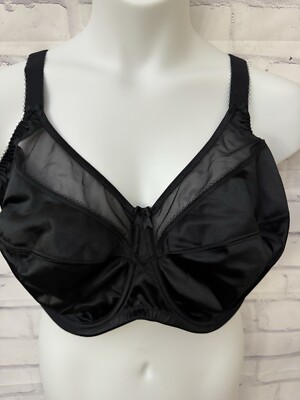 Goddess Bra USA size 40L Kiera Satin Side Support Black Underwire New W Tag