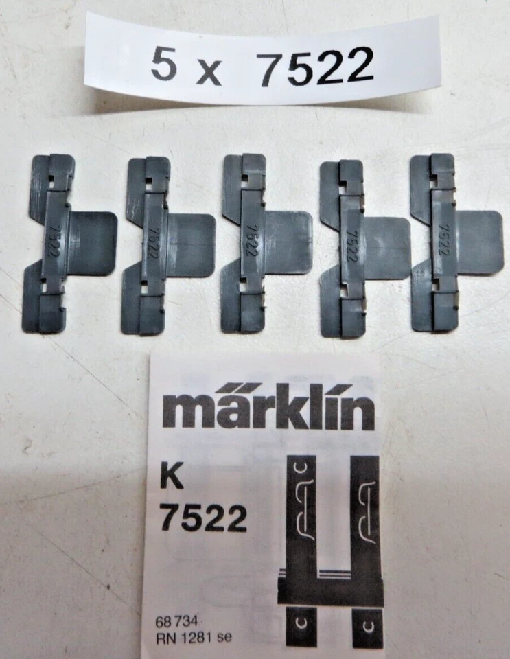 5 x Märklin H0 7522 Mittelleiterisolierung K Gleis mit Anleitung gut im Beutel