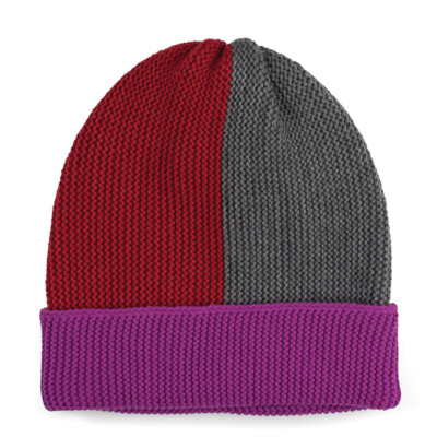 Verloop Color block Knit Hat Cap Red, Grey, Purple Colors OS