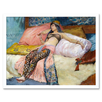Rochegrosse Portrait Sarah Bernhardt Kissen Bett Gemälde Kunstdruck gerahmt 12x16