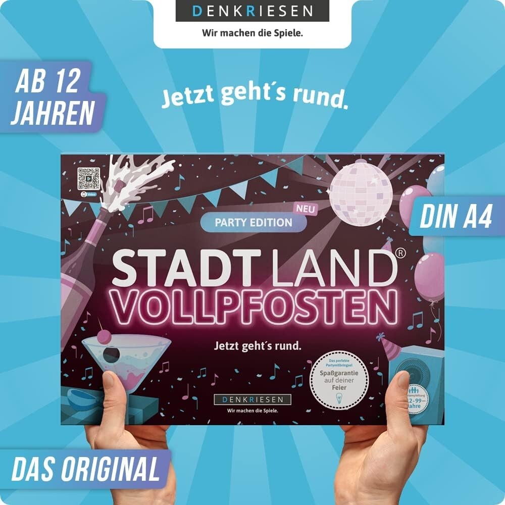 DENKRIESEN Stadt Land VOLLPFOSTEN ROTLICHT Edition - Partyspiel Ab 16, 32 Kategorien