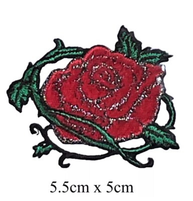 Habico rote Rose lila Samt Blume Pflanze Bügelbild Motiv Aufnäher Kind / Erwachsene