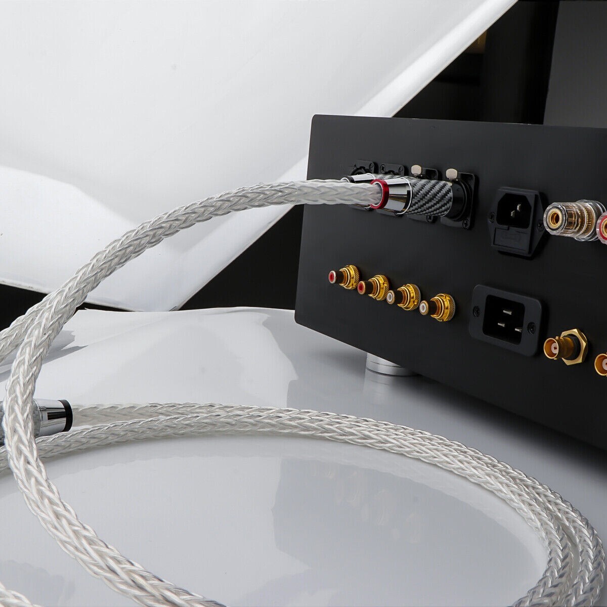 Audiocrast Pair 8AG Silver Plated 3-Pin XLR Cable – OCC 16 Strands, 0.5m To 5m – White, Round, Fiber-Enhanced