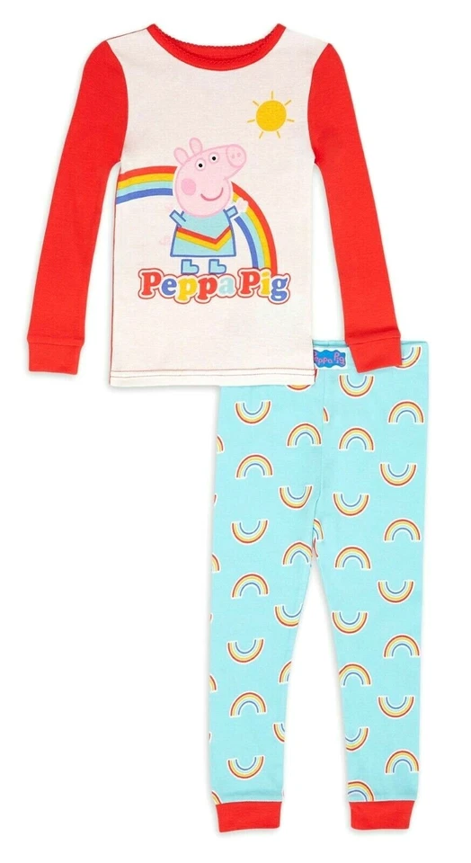 NUEVO Peppa Pig Niñas Persigue Tus Sueños Deportivo Manga Larga 2 piezas Juego para Dormir Pijama Foto 4 de 4