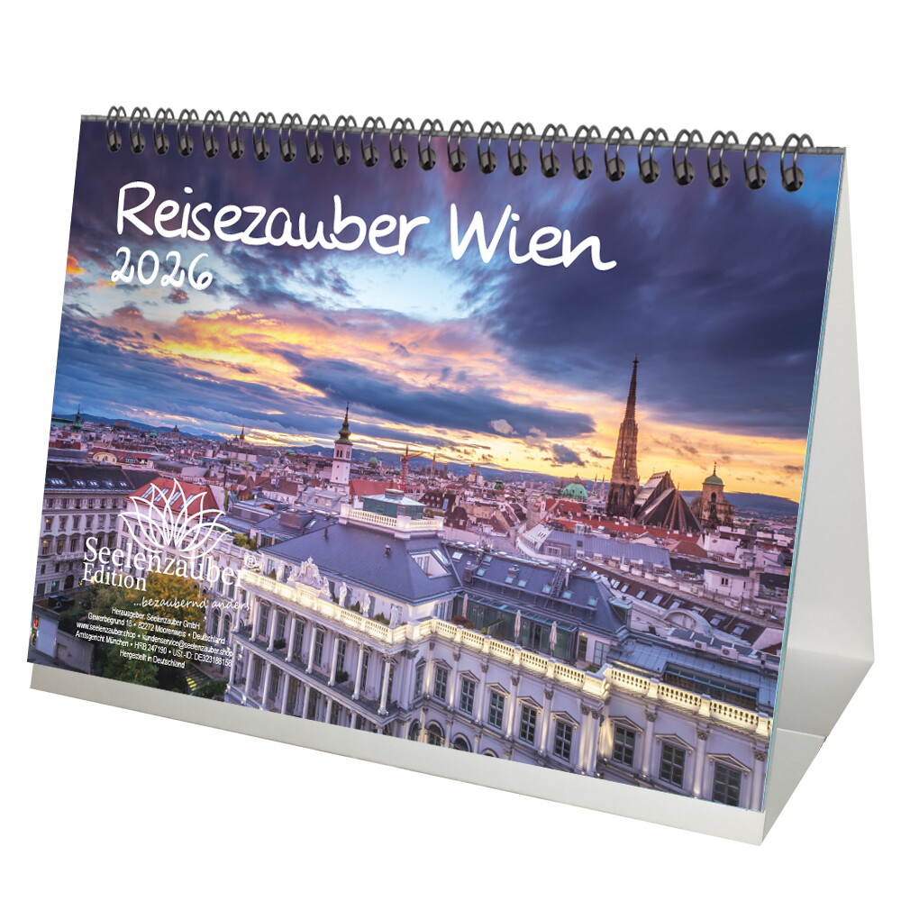 Reisezauber Wien DIN A5 Tischkalender für 2026 Österreich Urlaub Berge - Seelenz