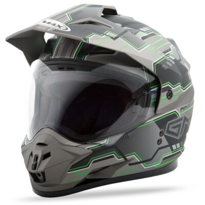 GMAX GM-11 D/S ADVENTURE HELMET MATTE BLACK/HI-VIS GREEN SMALL-72