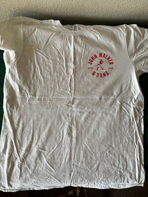 JOHNNIE WALKER & SONS Scotch Whisky White Shirt Cotton Tee Tshirt New, Mens L
