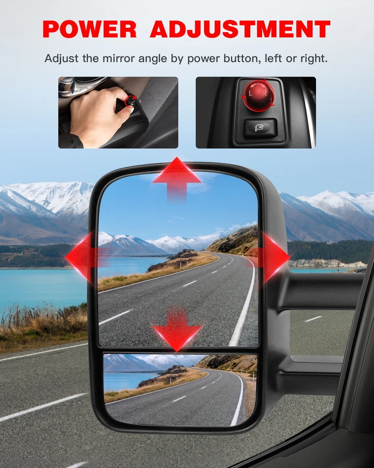 手动成对侧视牵引镜 适用于 99-07 雪佛兰 GMC Sierra 1500 2500 3500 — 第 4/4 张图片