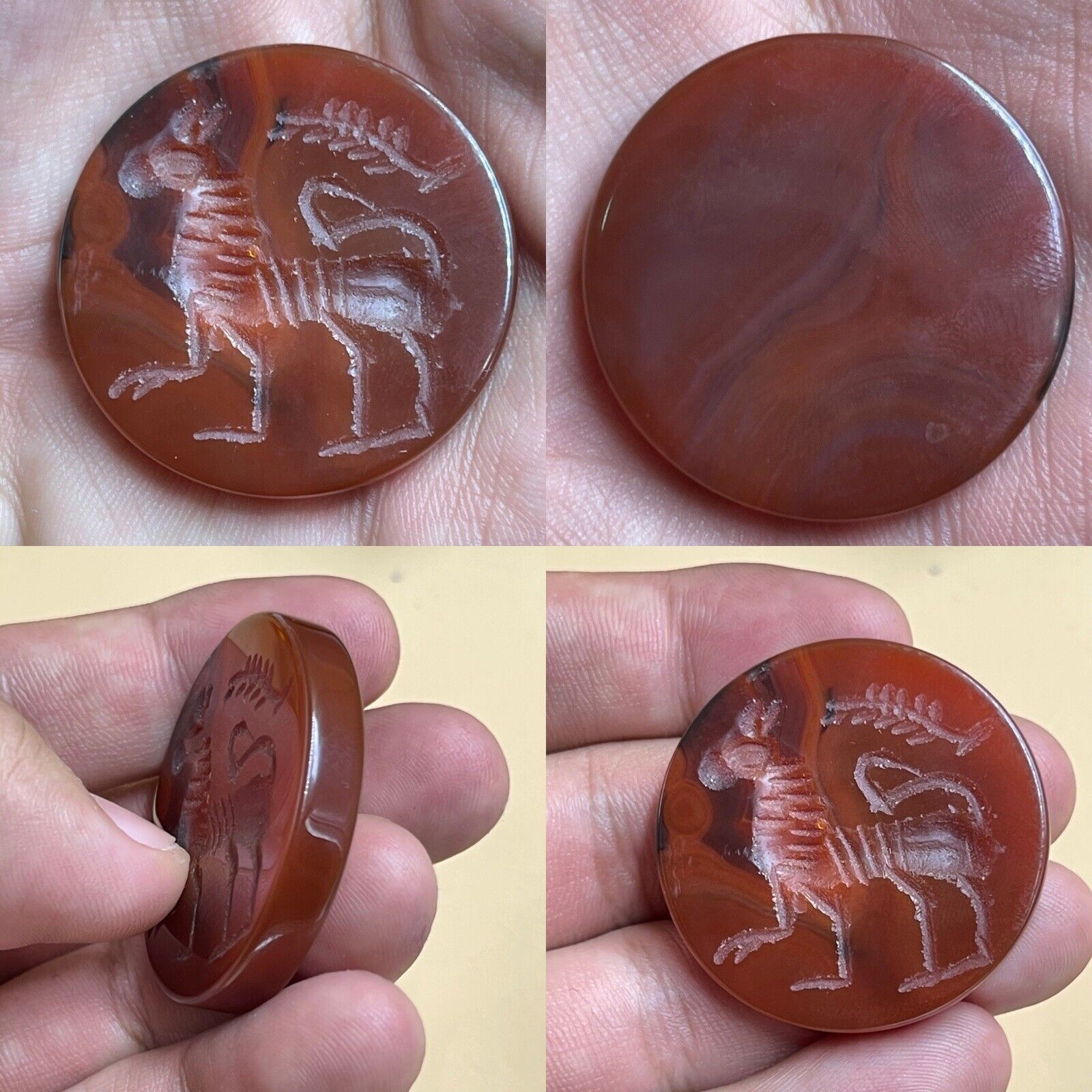 Beautiful Natural Old Agate Seal Intaglio Near Eastern Seal Stamp Cabochon