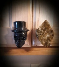 Black Resin Skull "Top Hat" Drawer Pull Cabinet Knobs - 1 Single