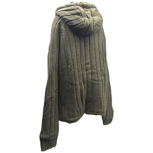 SCHOTT NYC 3XL Wool Sweater Jacket Coat Heavyweight Hoodie Fur Cable Knit OLIVE - Picture 13 of 23