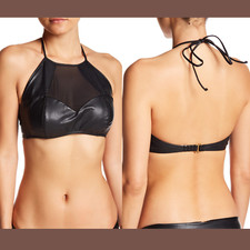 NWT 90 Luli Fama  XL  Thunderball Mesh Cutout Bikini Halter Top K748