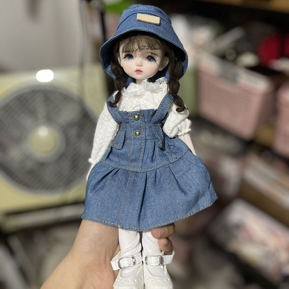 1/6 BJD Doll Toy 11 inch Blue Eyes Girl Doll with Wig Clothes Outfits Full Set
