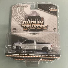 1/64 Greenlight 2021 Ram 3500 Dually Limited Night Edition Billet  Sliver 