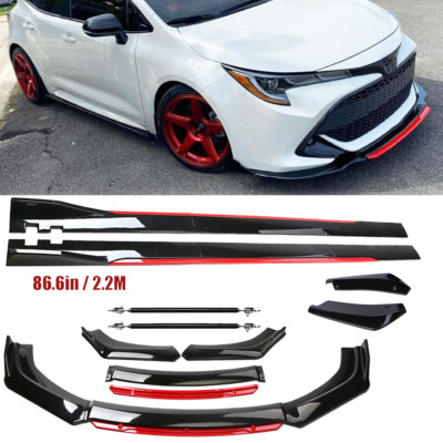 Front Bumper Lip Spoiler Splitter Body Side Skirt Gloss Black For Toyota Corro Y