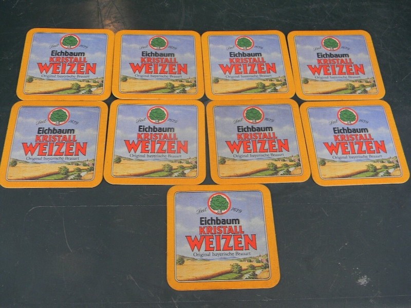 9 vintage Eichbaum Kristal Weizen  Beer Bier Coaster Mannheim Germany