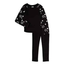 Athletic Works Girls Core Fleece Foil Sleeve Sweatshirt and Sweatpants, --O4--