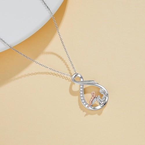 Mom and Son Heart Love Pendant Necklace Sterling Silver Jewelry Gifts for Women - Picture 3 of 5