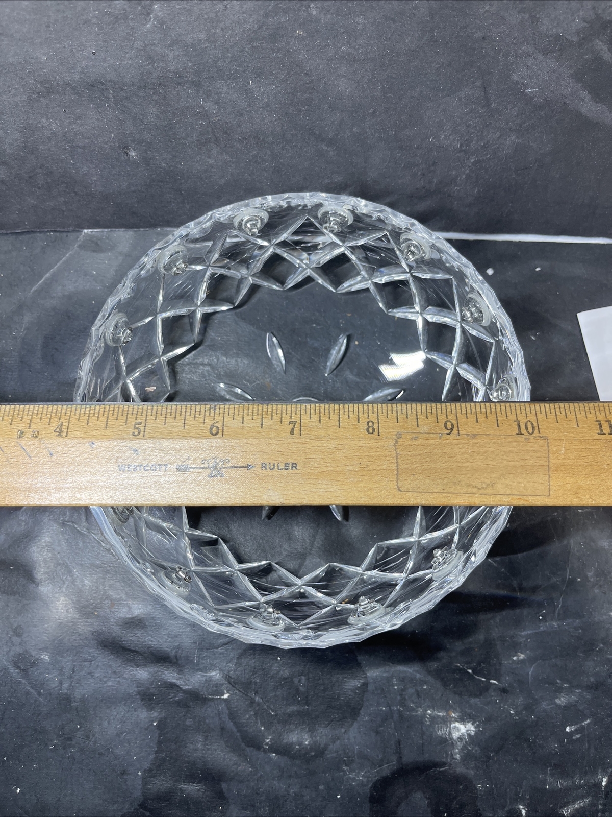 VINTAGE 6” PRESSED CRYSTAL BOBECHE W/14 CRYSTAL HOLDERS IN SILVER eBay