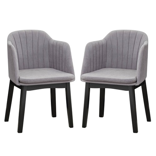 2PCS Modern Dining Chairs Upholstered Velvet Accent Chairs w/ Curved Backrests