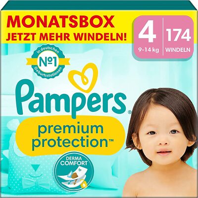 Pampers Baby Windeln Größe  4 9-14kg Premium Protection Maxi Monatsbox 174 Stück