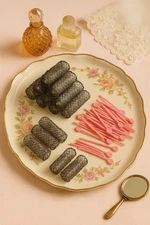 Vintage Brush Rollers Wire Mesh Curlers (Lot of 57) W/Pink Picks (Lot of 93)