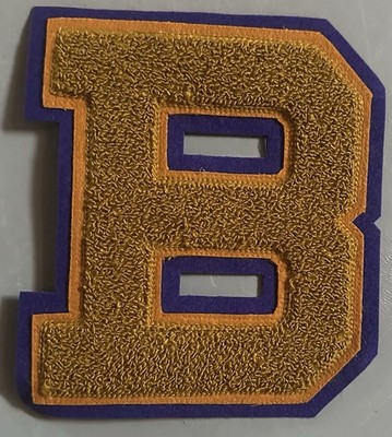 Chenille Varsity Letter 6in. Letter B Old Gold and Purple 