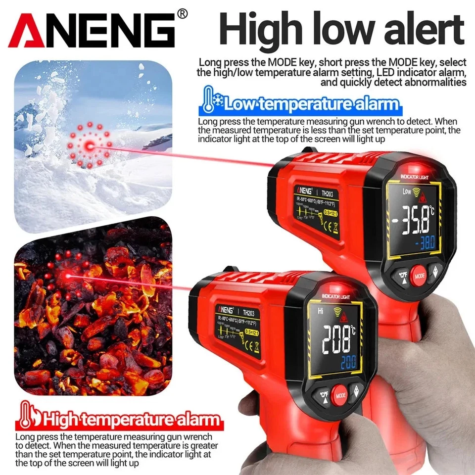 LCD Digital Láser Sin Contacto IR Infrarrojo Termómetro Temperatura Pistola Foto 3 de 4