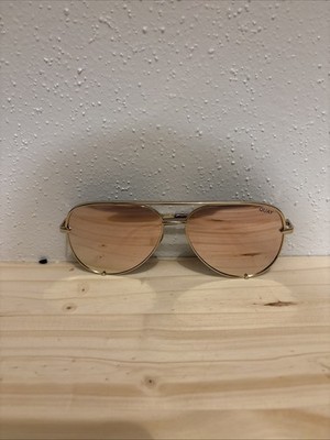 Quay Desi Perkins High Key Sunglasses Gold Metal Frames Mirror Lens