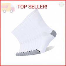 EnerWear 10 Pack Men's Cotton Moisture Wicking Heavy Cushion Crew Socks White Si