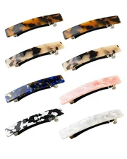 8 Pcs 3 Inch Acetate Hair Barrettes for Fine Thin Thick Hair, Tortoise Shell Cli