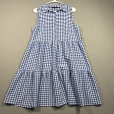 Tommy Hilfiger Blue White Check Sleeveless Collared A-Line Dress Size 8