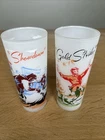 2 Vintage Federal Old West Cowboy Frosted Cocktail Glasses