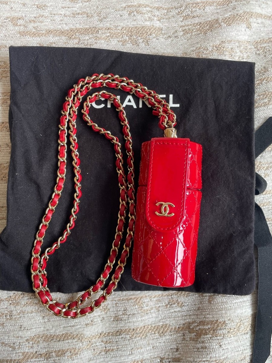 Chanel Classi Patent Calfskin Lipstick Case on Chain Micro
