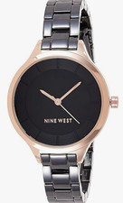 Nine West Women's Bracelet Watch Gunmetal Grey Rose Gold NW/2225BKRT 34mm