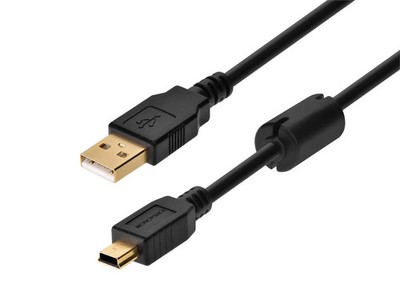 Monoprice USB-A to Mini-B 2.0 Cable - 5-Pin, 28/24AWG, Gold Plated, Black, 10ft