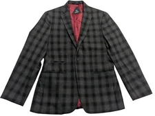 Buffalo David Bitton Mens Size 38R Jacket Gray Check Sports Coat Double Vented