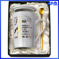 Becher 400Ml Grau Marmor Mit Golddruck FüR Papa - Geschenkset